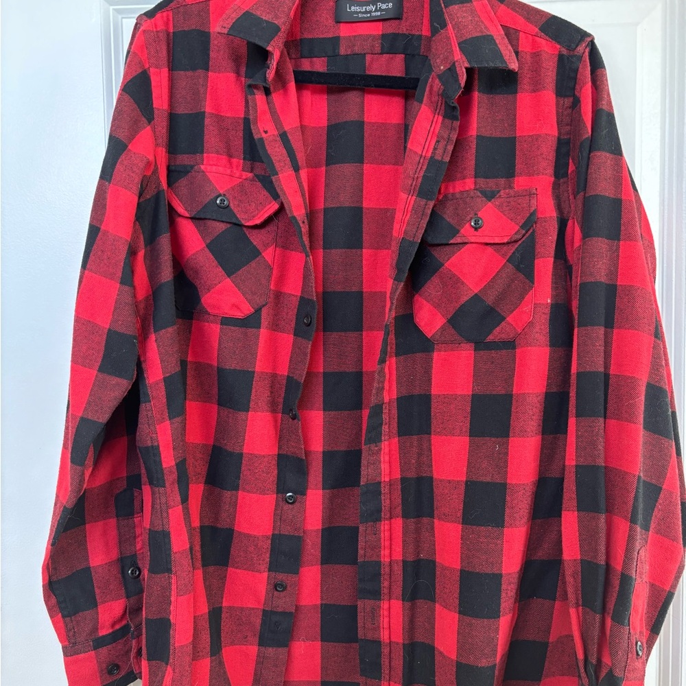 Red and Black Plaid Men's Shirt